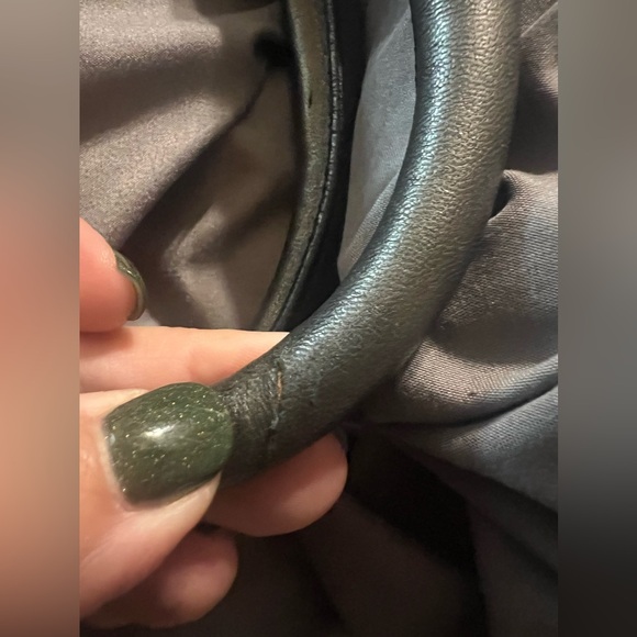 Prada Gray Leather and Green Nylon Tote Bag - Picture 4 of 6